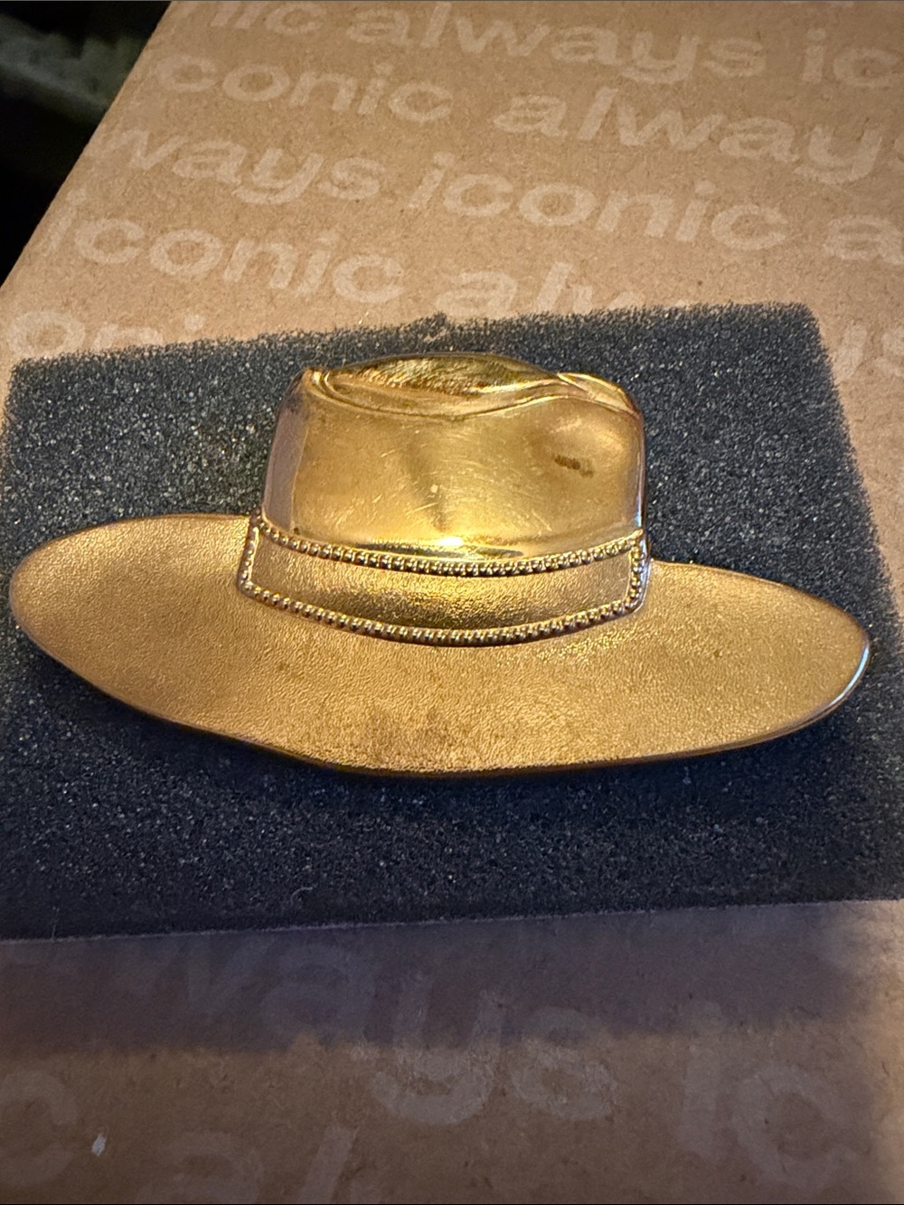 Gold Cowboy Hat Brooch Pin